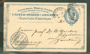 US  Universal Postal Union postcard, Chicago August 6, 1891 to 7 wick au (Sachsen).