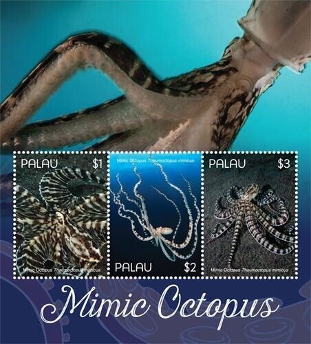 Palau 2019 - Mimic Octopus - Sheet of 3 stamps - Scott #1430 - MNH