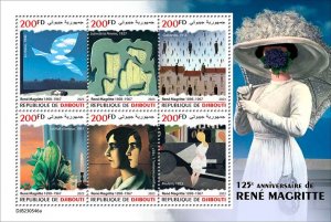 DJIBUTI - 2023 - Rene Magritte - Perf 6v Sheet - Mint Never Hinged