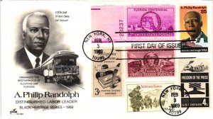 #2402 A. Phillip Randolph 6 stamp Combo – Black Heritage - Artcraft Cachet DH