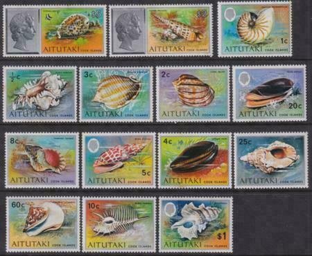 Aitutaki 1974 SC 82-95 VF MNH Set Shells