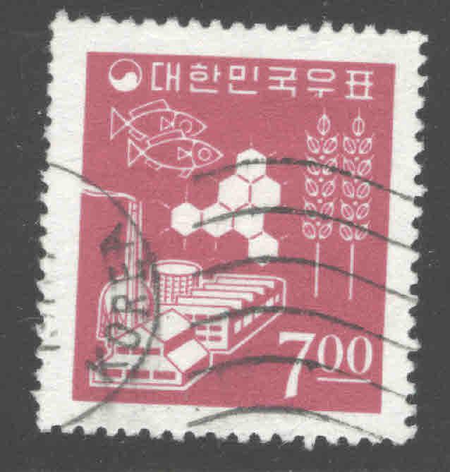 Korea Scott 367B  Used on granite paper stamp