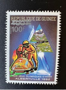 1991 Guinea Mi. 1328 Overloaded 1992 Albertville Winter Olympics Bobsleigh-