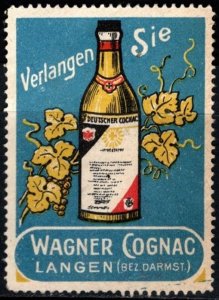 Vintage Germany Poster Stamp Demand Wagner Cognac Langen (Bez. Darmst.)