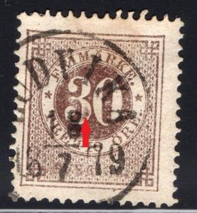 SWEDEN SVERIGE USED STAMP FACIT #35 VARIETY DIE PLATE CIRCLE TYPE P.13