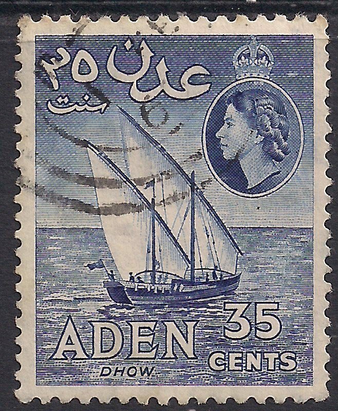 Aden 1953 - 63 QE2 35ct Violet Blue Dhow used SG 56a ( J1492 )