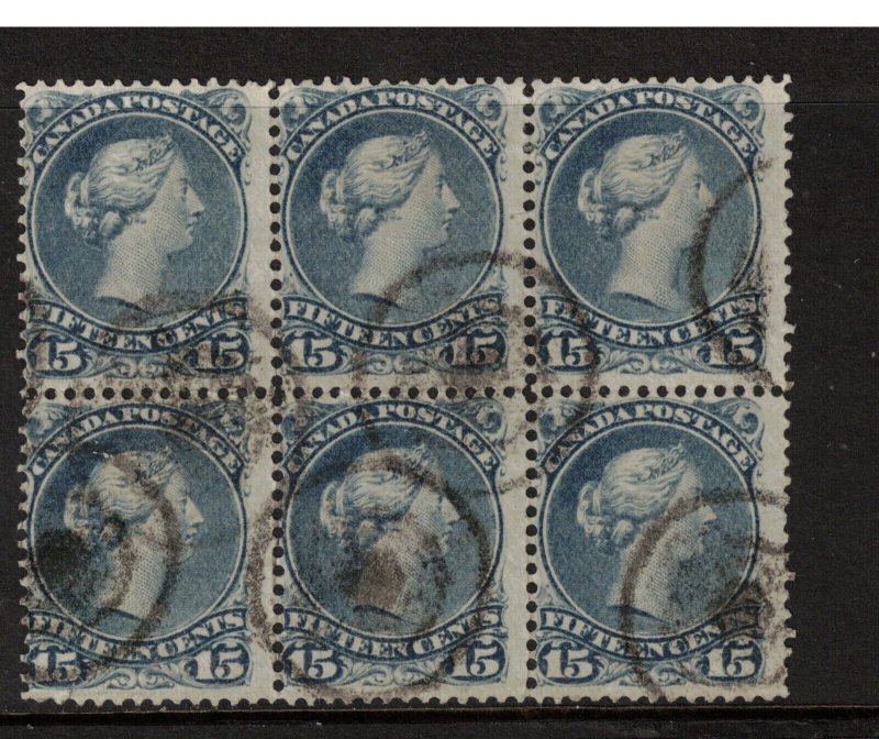 Canada #30b Used Rare Block Of Six