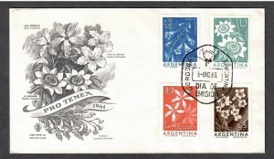 Argentina Semi-Postal # B26 - # B29 , TEMEX 61 / Flowers , FDC - I Combine S/H