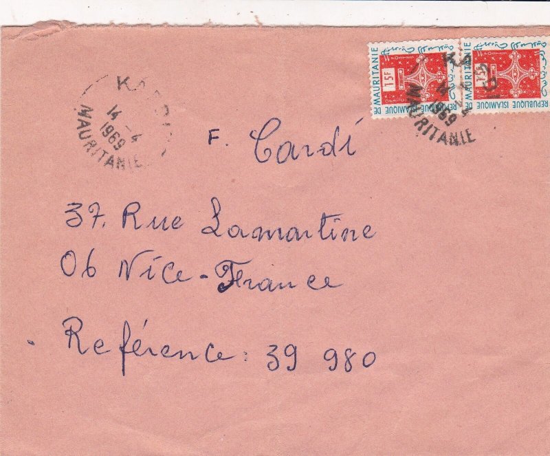 French Colonies Kaedi 1969 Mauritanie Cancels Stamps Cover to France Ref 44722