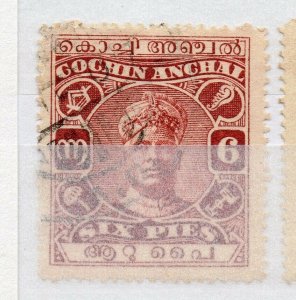 India Cochin 1916-30 Early Issue Fine Used 6p. NW-15765