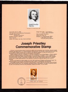SP610 Joseph Priestley, FDC Souvenir Page (#2038)