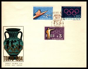 Uruguay 722-725,C276-C281 Summer Olympics Set of Three U/A FDC