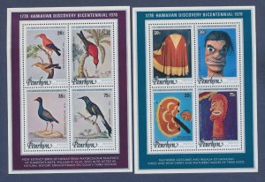 PENRHYN - Scott 93-96, 96c, & 96d - MNH S/S - birds, Captain Cook - 2 SCANS ---c