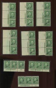 Puerto Rico 210 Franklin Lot of 9 Plate # Strips of 3 Stamps SCV $470+ (By 1341)