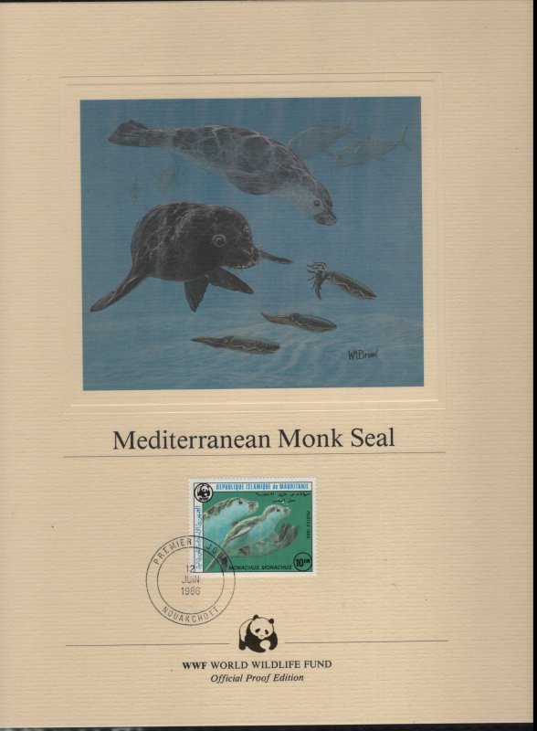LIECHTENSTEIN, WWF, SOUVENIR CARD,  MEDITERRANEAN MONK SEAL
