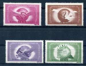 ROMANIA 1945 WORLD TRADE CONGRESS IN PARIS SCOTT B314-B317 SCARCE PERFECT MNH