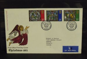 15437   GREAT BRITAIN   FDC # 661-663     Christmas 1971