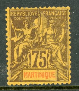 Martinique 1892 French Colony 75¢ Violet Navigation & Commerce Sc #50 Mint E120