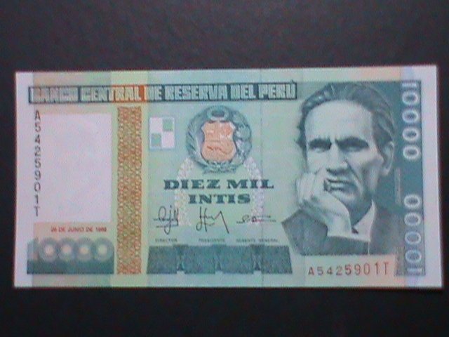 ​PERU 1988-CENTRAL RESERVE BANK OF PERU-$10000 INTIS UNCIRCULATED CURRENCY -VF
