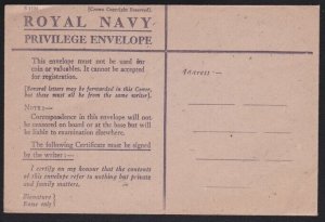 GB WW2 Royal Navy Privilege Envelope - fine unused.........................B4417