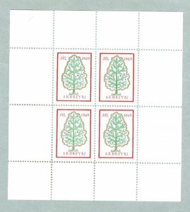 Iceland. Christmas Sheet 1969  Mnh. Akureyri Association. Christmas Tree. 