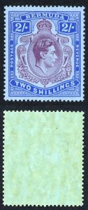 Bermuda SG116 2/- Perf 14 Deep Purple and Ultramarine/Grey Blue M/M Cat 100