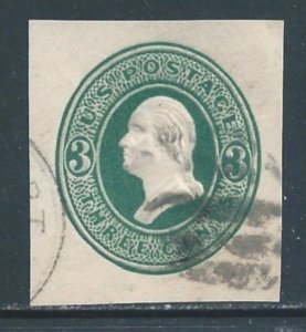 U.S. Cut Square #U159 Used 3c Washington