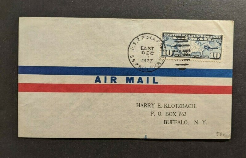 1927 SS President Pierce USTP Sea Post Airmail Cover to Buffalo New York