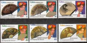 CUBA Sc# 5479-5484  THE FAN   Complete set of 6 stamps  2014  MNH mint