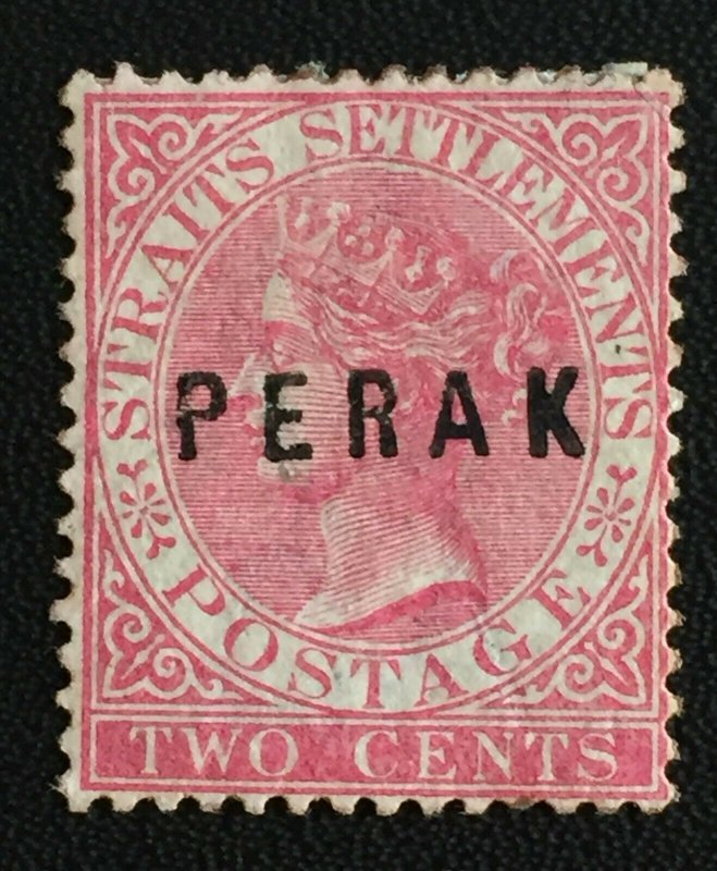 MALAYA 1883 PERAK opt Straits Settlements QV 2c MH A Wide SG#12 M3844 