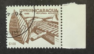 Nicaragua 1986 Scott 1531 CTO -  1.00 C$,  Agrarian Reform,  Tabacco