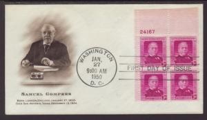 US 988 Samuel Gompers 1950 P/B Fulton U/A FDC