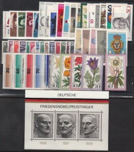 GERMANY 1975 YEAR SET MNH COMPLETE - 46 STAMPS + 1 SOUVENIR SHEET