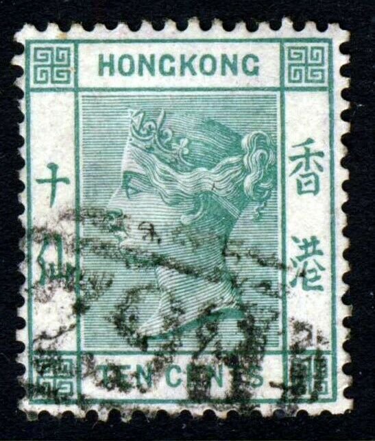 HONG KONG Queen Victoria 1884 10c. Green Wmk Crown CA SG 37a VFU