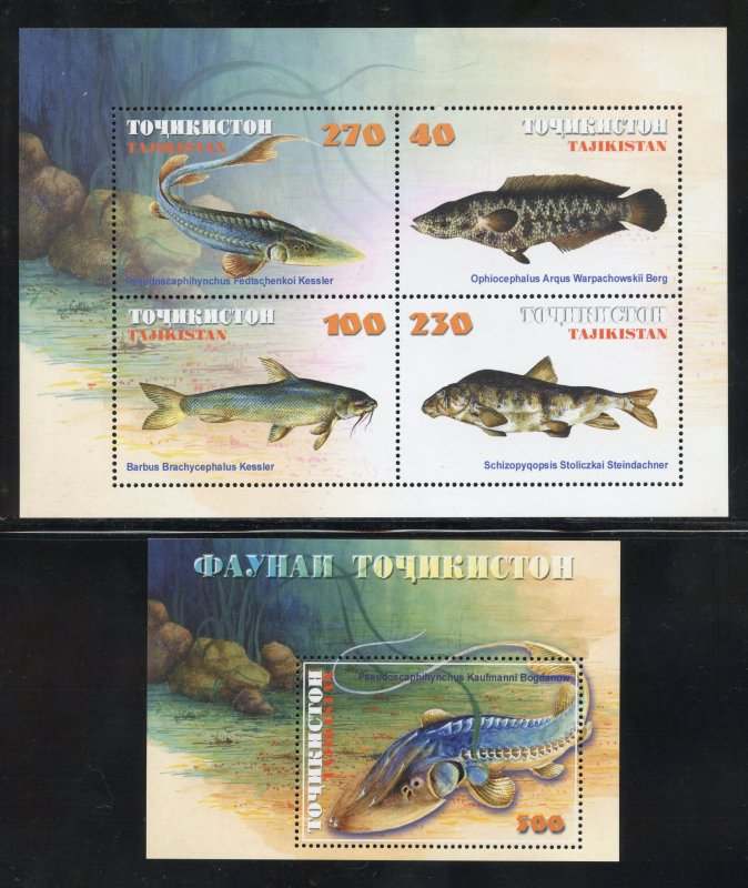 Tajikistan 158a-59 MNH Marine Fish Souvenir Sheets from 2000