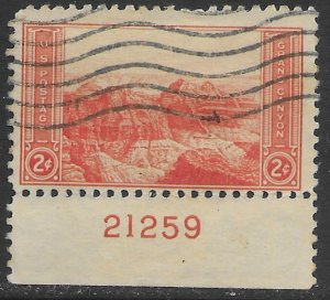 US #741 used plate single. Grand Canyon.  Nice.