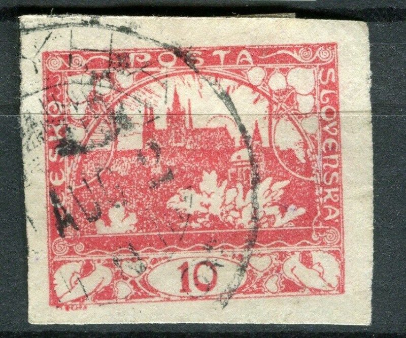 CZECHOSLOVAKIA;  1918 early Imperf issue used 10h. value
