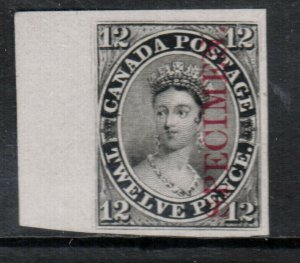 Canada #3Pi Extra Fine Left Margin Plate Proof On India Paper **With Cert.**