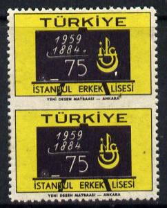 Turkey 1959  Boys High School vert pair imperf between, S...