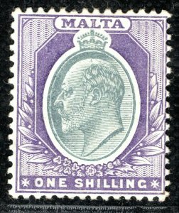 MALTA KEVII Stamp SG.61 1s Grey & Violet (1904) Mint LMM Cat £50 BLBLUE22