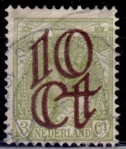 Netherlands, 1923, Queen Wilhelmina, overprint/surcharge, 10/3c, used