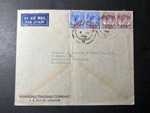 1946 BMA Malaysia Airmail Cover Singapore to Melbourne Australia Huangho Trading