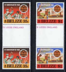 Belize 393-94 MLH, PAHO 75th. Anniv. Gutter Pairs Set from 1977.