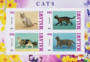 Malawi - DOMESTIC CATS SOUVENIR SHEET OF 4 MINT NH