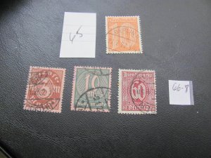 GERMANY 1921 USED MI. 65-8 OFFICIAL  SET  W/ COLOR VAR.  VF/XF  (124)