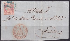 Spain 1852 Sc 12 folded letter from Alicante to Madrid, second day of usage