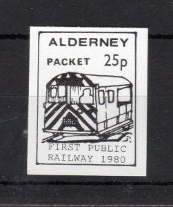 ALDERNEY PARCEL 1980 RAILWAY IMPERFORATE PROOF ON UNGUMMED GLOSSY PAPER