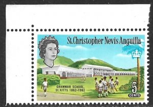 ST. KITTS NEVIS 1963 QE2 5c GRAMMAR SCHOOL Scott No. 150 MNH