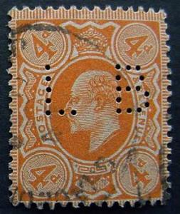 Great Britain, Scott 144, Used, perfin L B