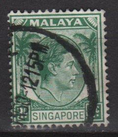 Singapore 1948 - Scott 3 used - 3c, King George VI, Perf 14 